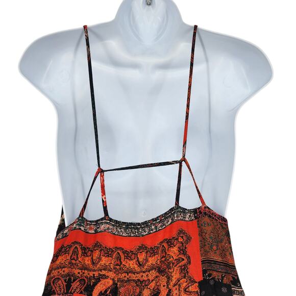 Free People Margarita Patchwork Strappy Back V-Neck Wide Leg Jumpsuit Size 4 - Picture 3 of 7